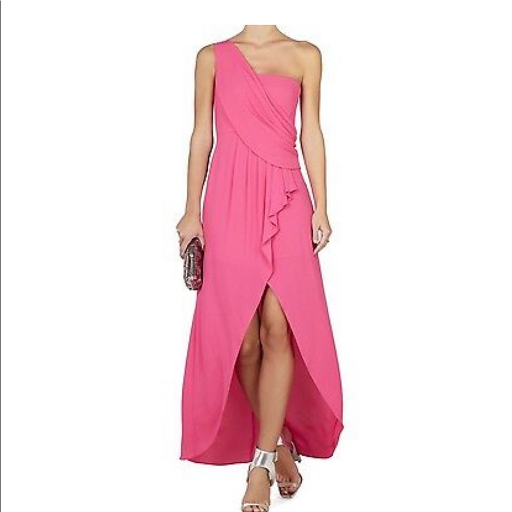 BCBGMaxAzria Pink One Shoulder Dress, Size 4